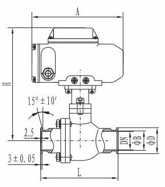Клапан вакуумный шаровой с электроприводом и быстросъемным фланцем GUD-40/KF